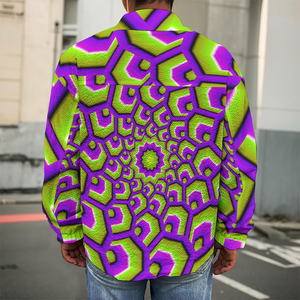 Green Hive Moving Optical Illusion Men's Shirt Jacket