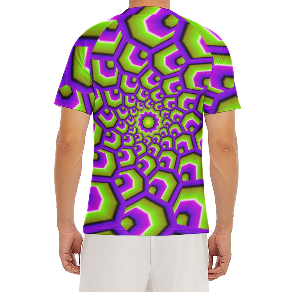 Green Hive Moving Optical Illusion Men's Short Sleeve Rash Guard