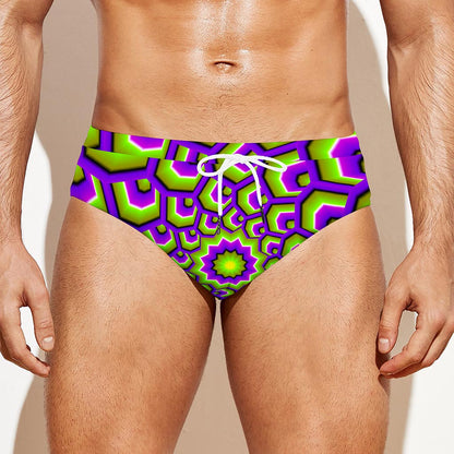 Green Hive Moving Optical Illusion Men's Swim Briefs