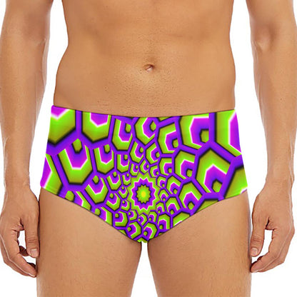 Green Hive Moving Optical Illusion Men's Triangle Swim Briefs