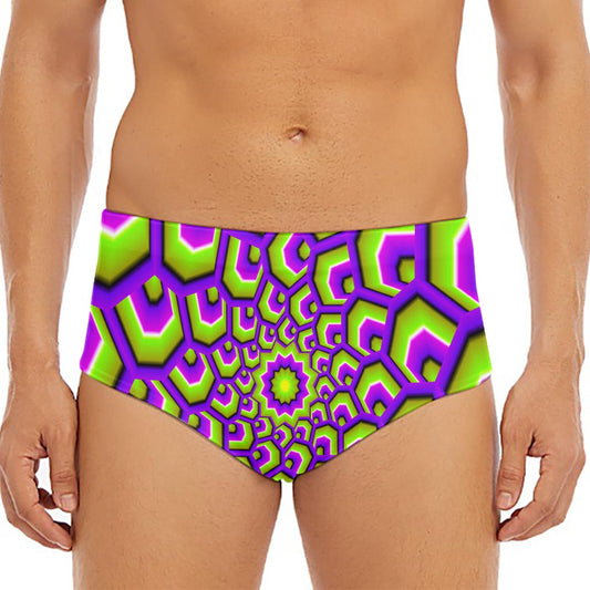 Green Hive Moving Optical Illusion Men's Triangle Swim Briefs