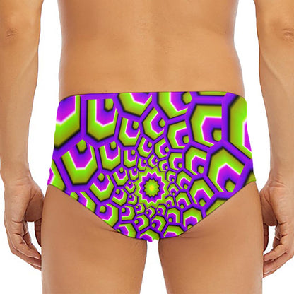 Green Hive Moving Optical Illusion Men's Triangle Swim Briefs