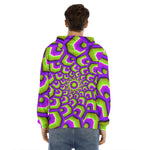 Green Hive Moving Optical Illusion Men's Velvet Pullover Hoodie