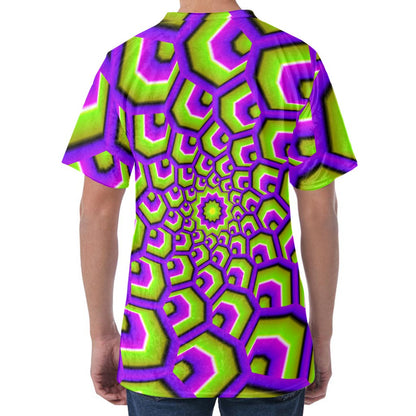 Green Hive Moving Optical Illusion Men's Velvet T-Shirt