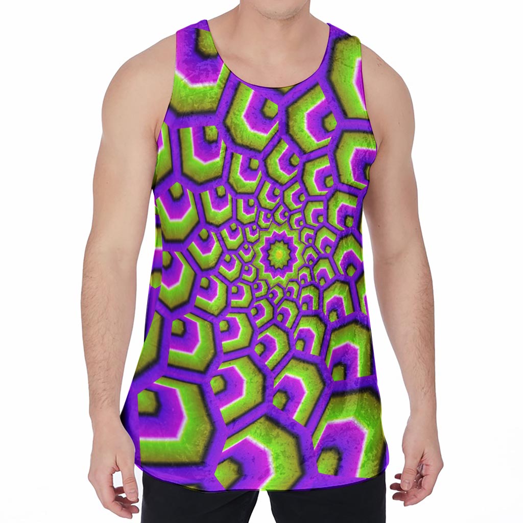 Green Hive Moving Optical Illusion Men's Velvet Tank Top