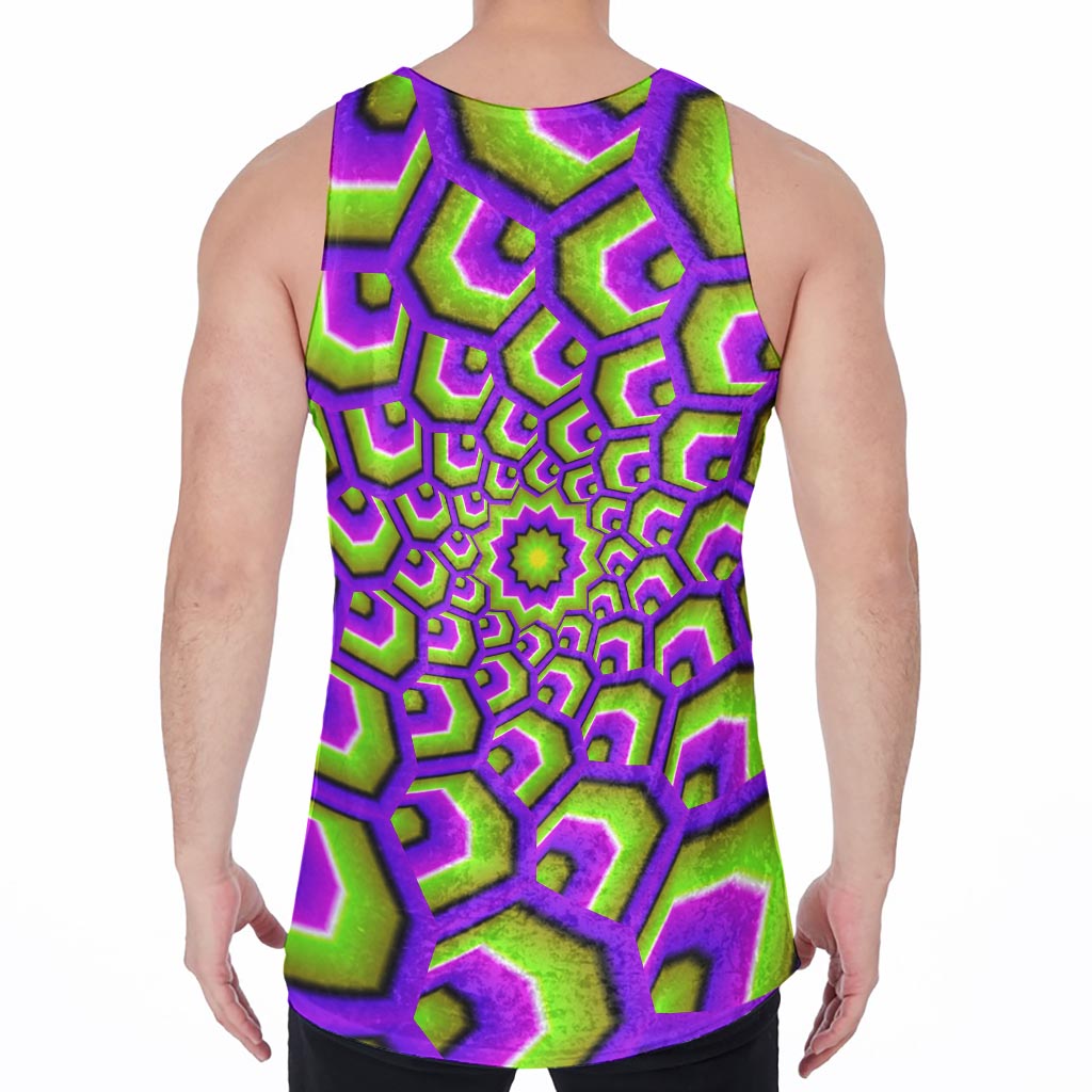Green Hive Moving Optical Illusion Men's Velvet Tank Top
