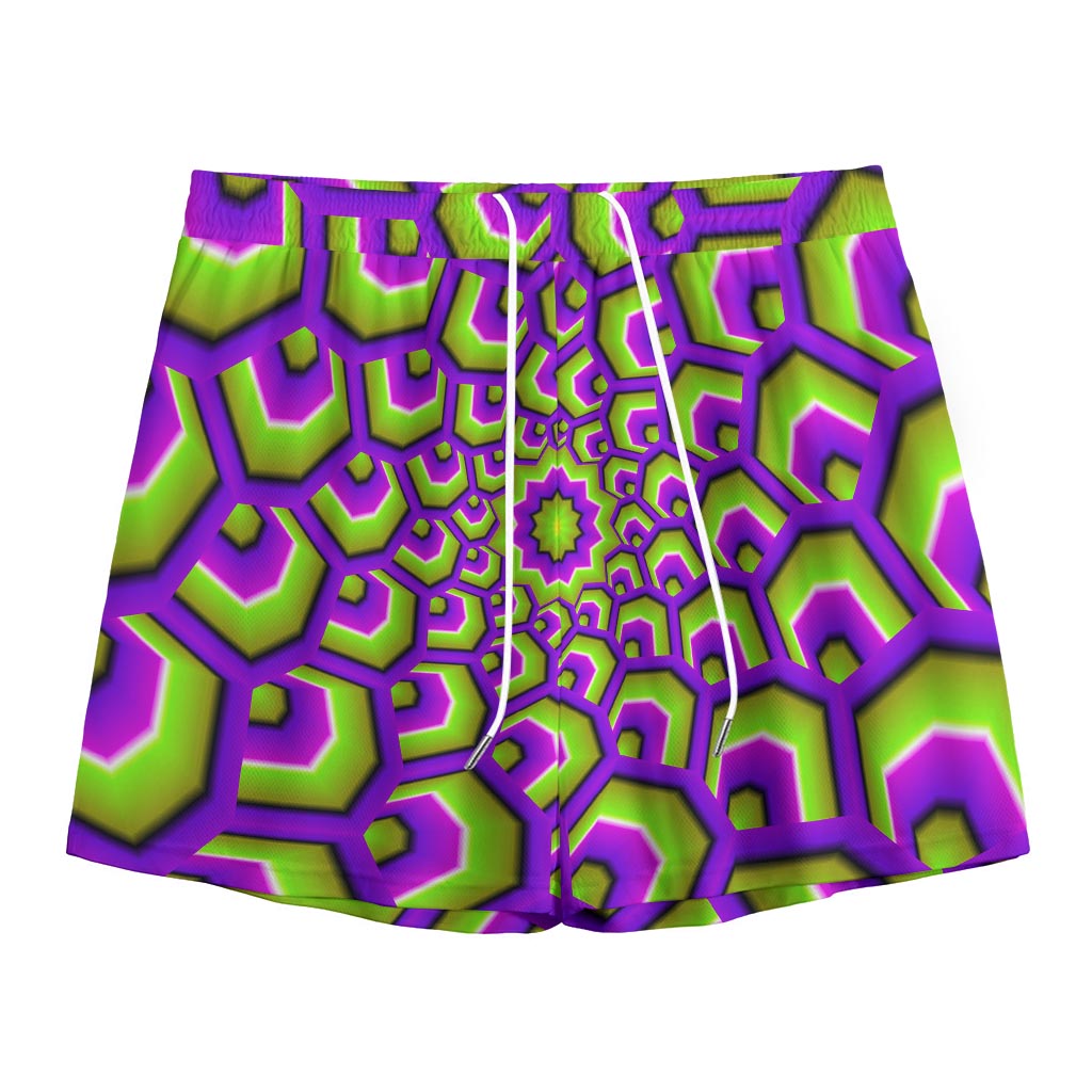 Green Hive Moving Optical Illusion Mesh Shorts