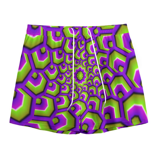 Green Hive Moving Optical Illusion Mesh Shorts