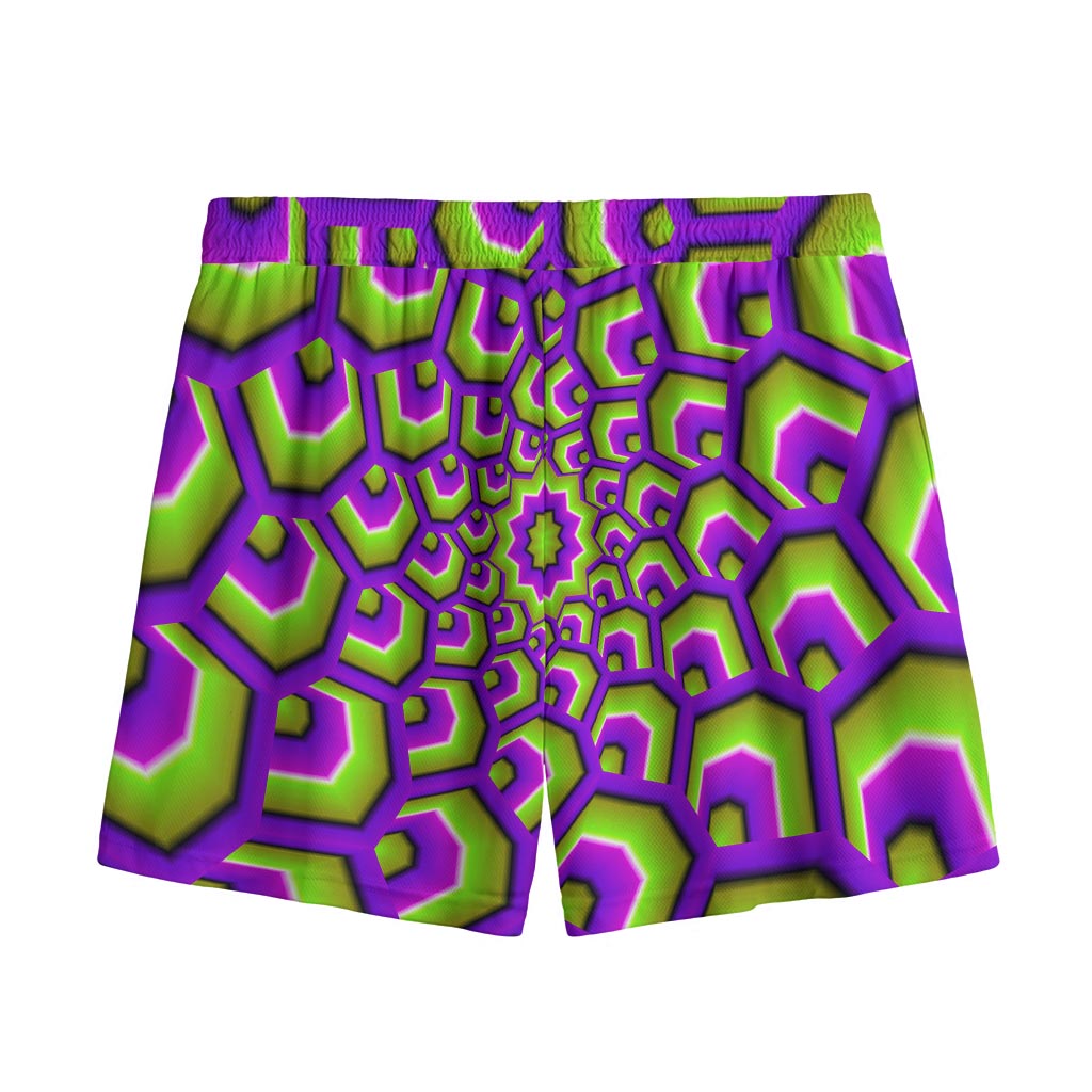 Green Hive Moving Optical Illusion Mesh Shorts