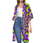 Green Hive Moving Optical Illusion Open Front Beach Cover Up