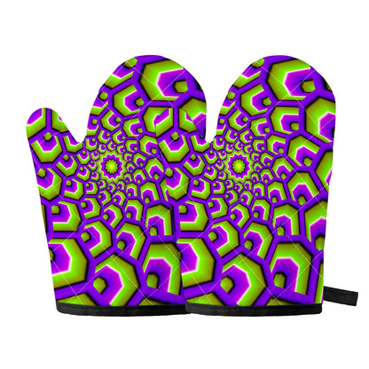 Green Hive Moving Optical Illusion Oven Mitts