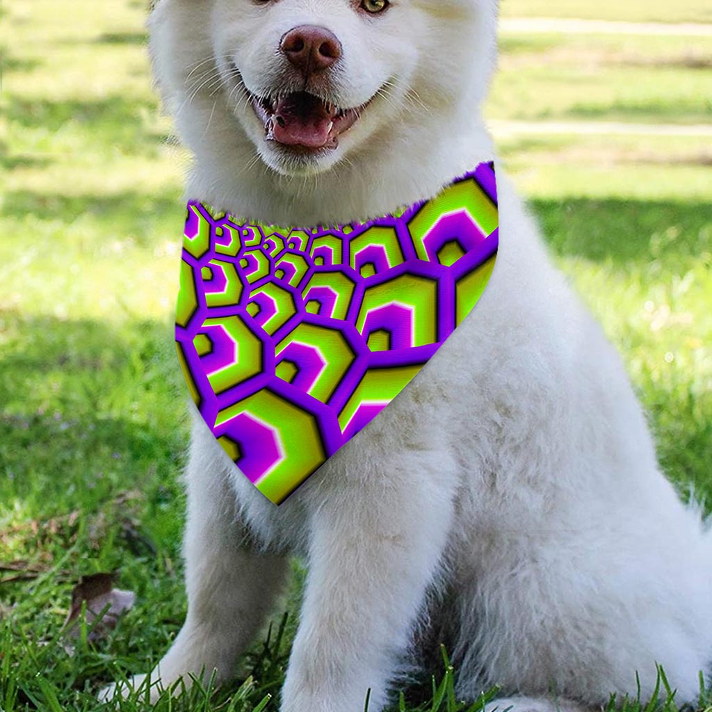Green Hive Moving Optical Illusion Over The Collar Dog Bandana