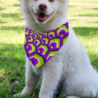 Green Hive Moving Optical Illusion Over The Collar Dog Bandana