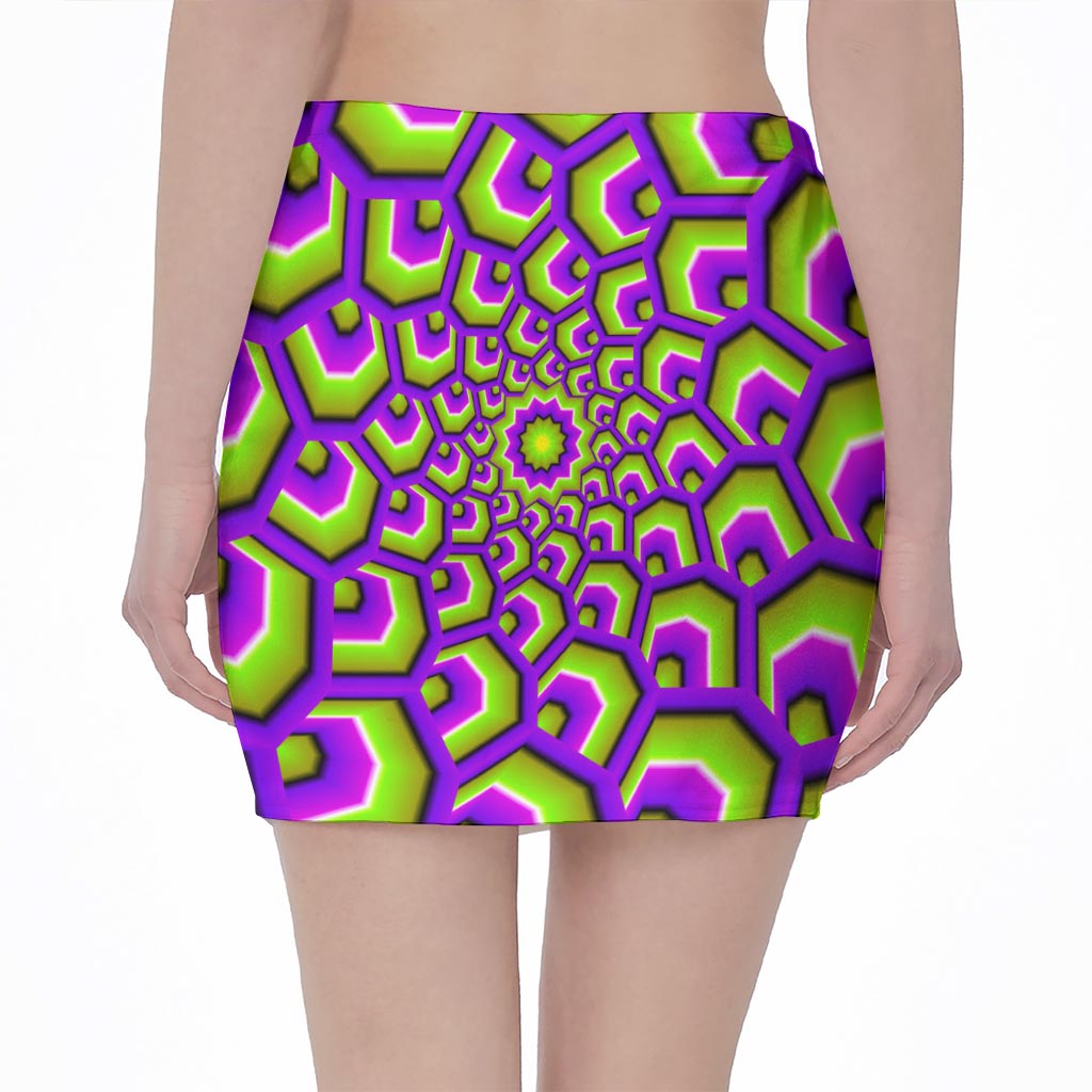 Green Hive Moving Optical Illusion Pencil Mini Skirt