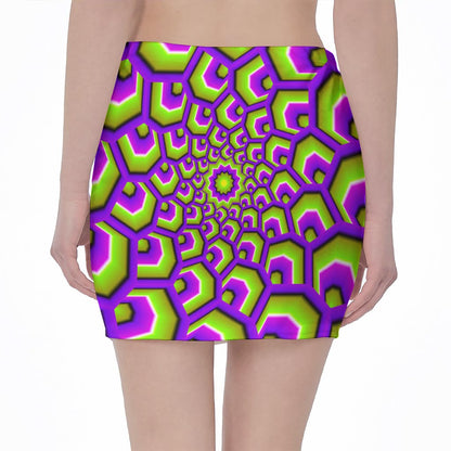 Green Hive Moving Optical Illusion Pencil Mini Skirt