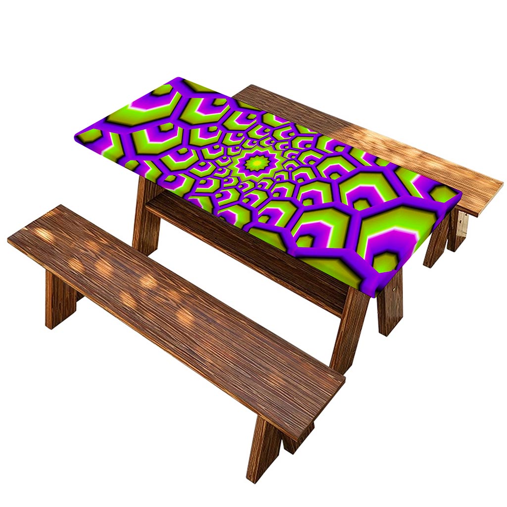 Green Hive Moving Optical Illusion Picnic Table Cover