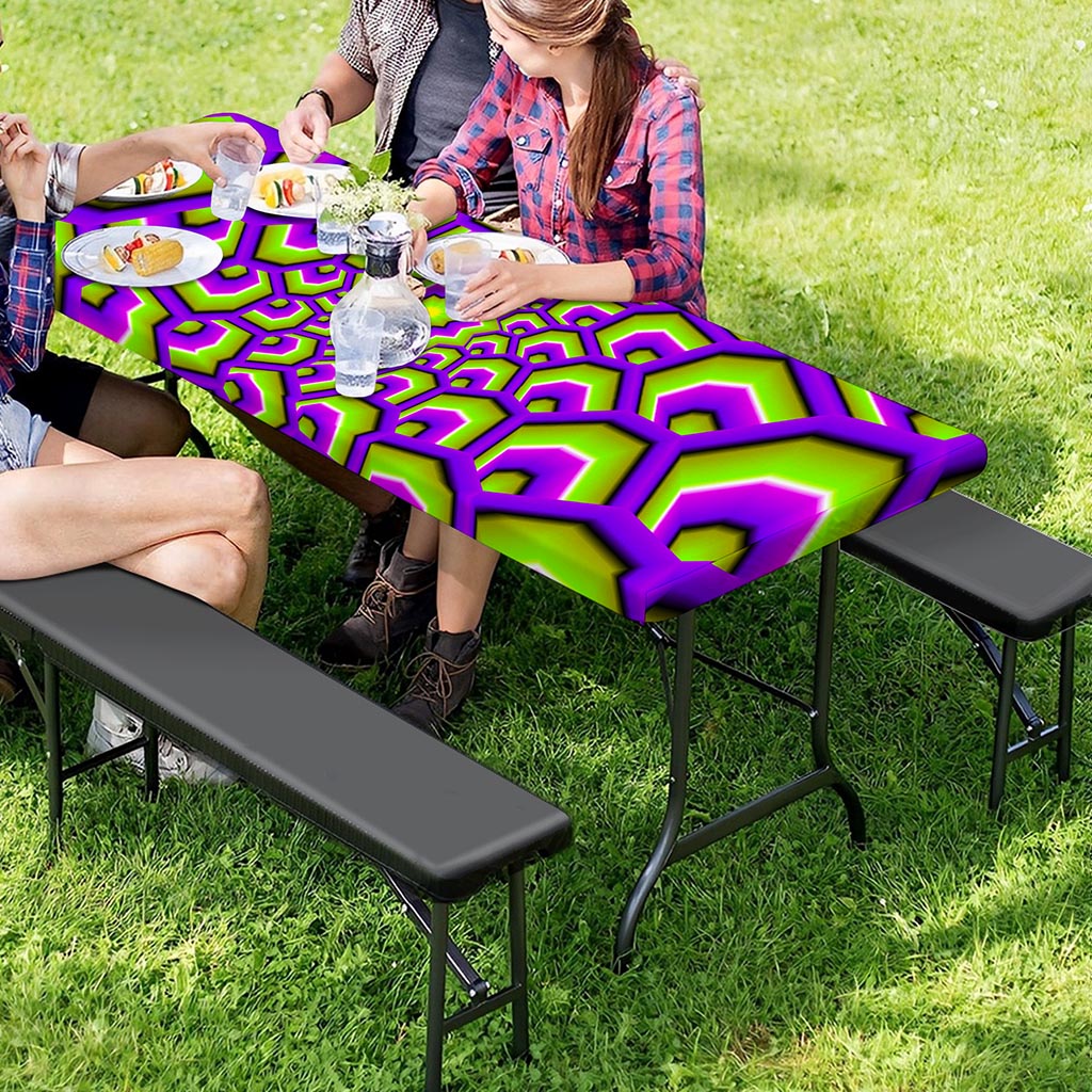 Green Hive Moving Optical Illusion Picnic Table Cover