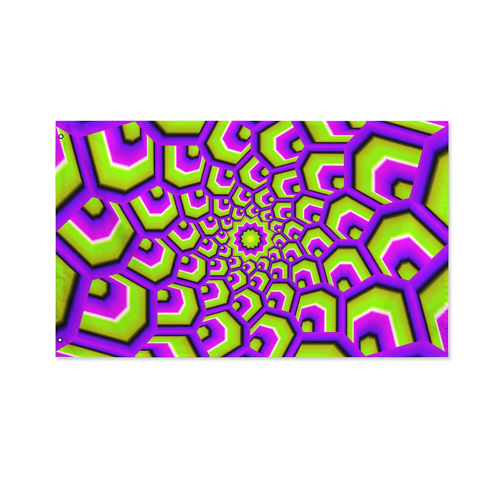 Green Hive Moving Optical Illusion Polyester Flag
