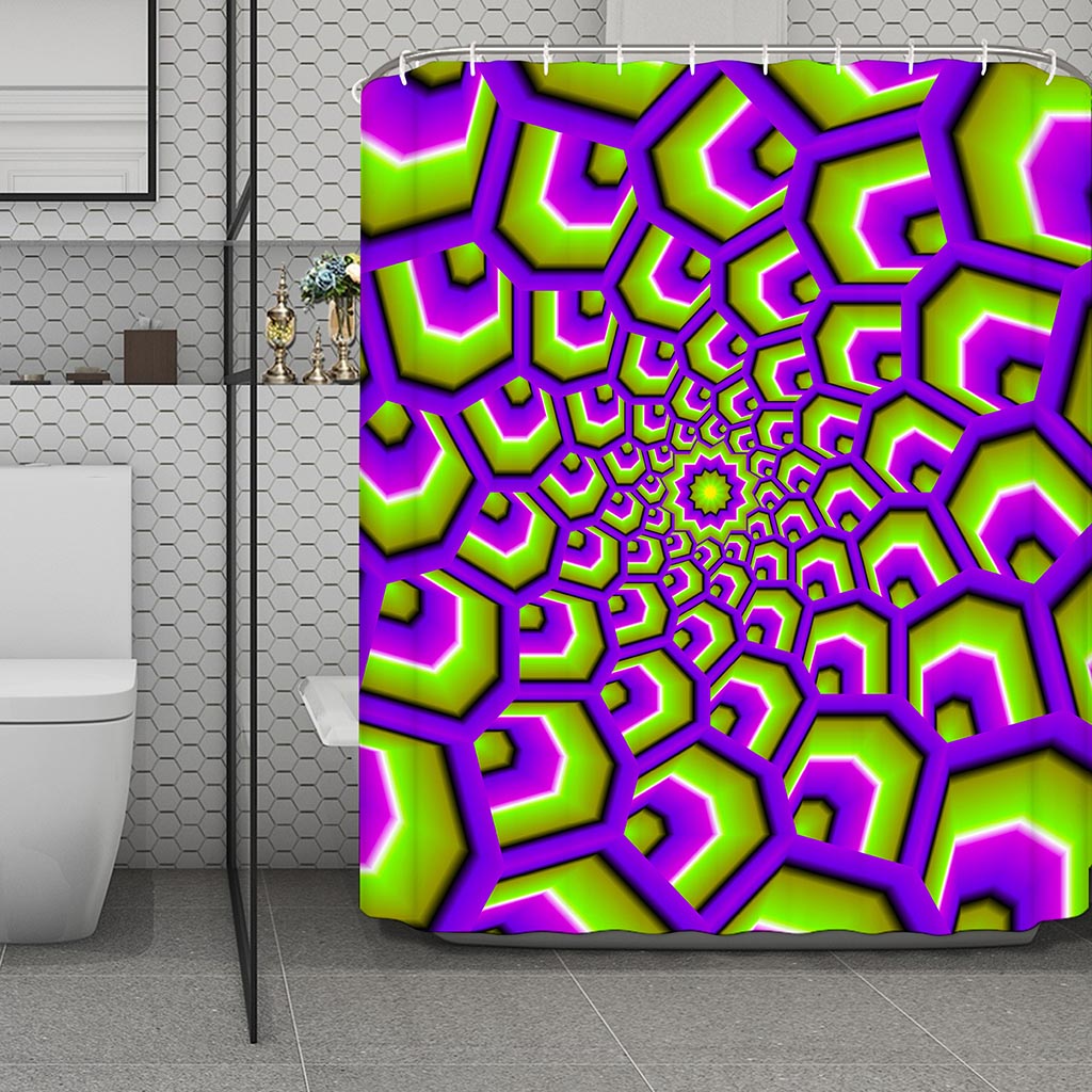 Green Hive Moving Optical Illusion Polyester Shower Curtain