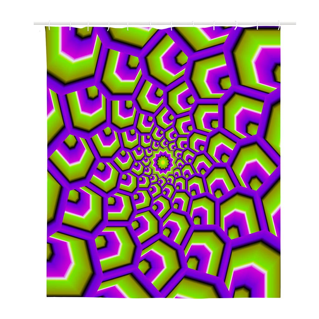 Green Hive Moving Optical Illusion Polyester Shower Curtain