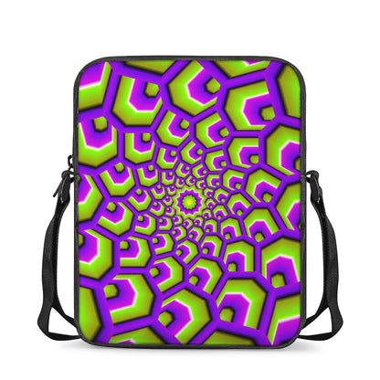 Green Hive Moving Optical Illusion Rectangular Crossbody Bag
