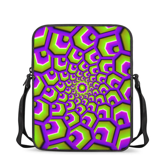 Green Hive Moving Optical Illusion Rectangular Crossbody Bag