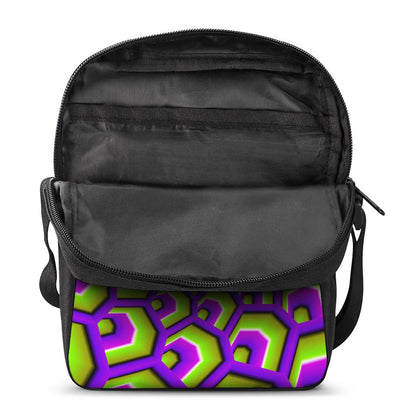 Green Hive Moving Optical Illusion Rectangular Crossbody Bag