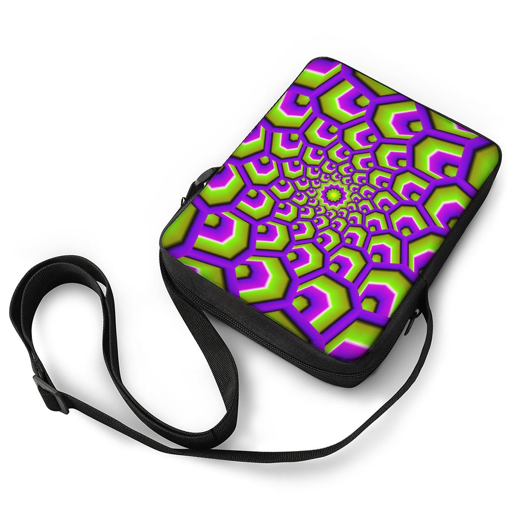 Green Hive Moving Optical Illusion Rectangular Crossbody Bag