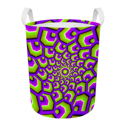 Green Hive Moving Optical Illusion Round Laundry Basket