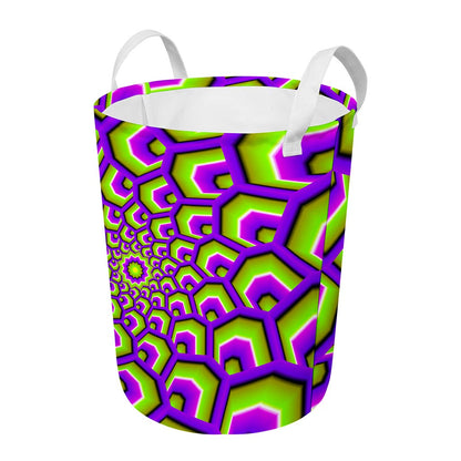 Green Hive Moving Optical Illusion Round Laundry Basket