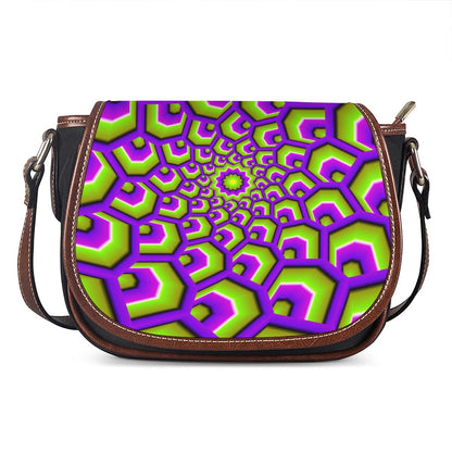 Green Hive Moving Optical Illusion Saddle Bag