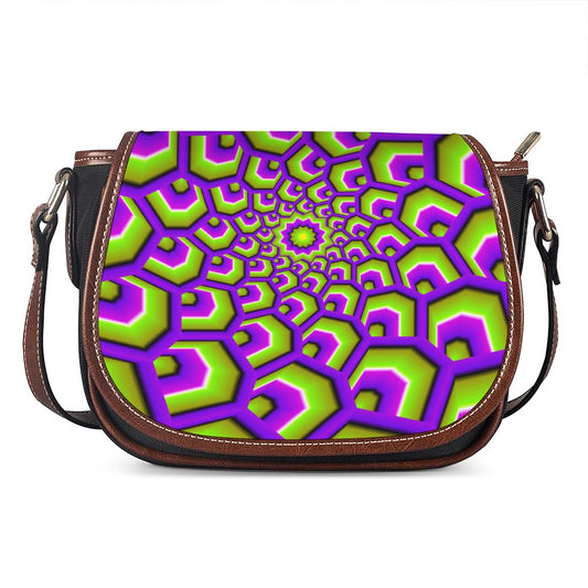 Green Hive Moving Optical Illusion Saddle Bag