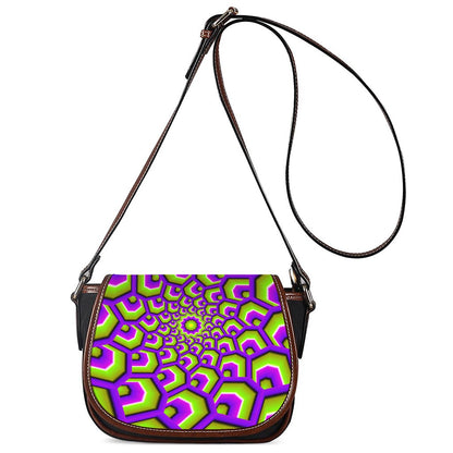 Green Hive Moving Optical Illusion Saddle Bag