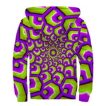 Green Hive Moving Optical Illusion Sherpa Lined Zip Up Hoodie