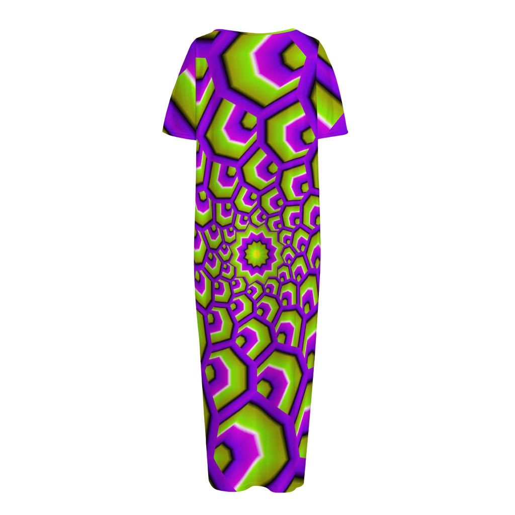 Green Hive Moving Optical Illusion Short Sleeve Long Nightdress