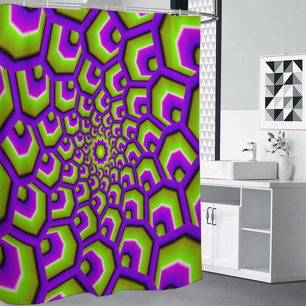 Green Hive Moving Optical Illusion Shower Curtain