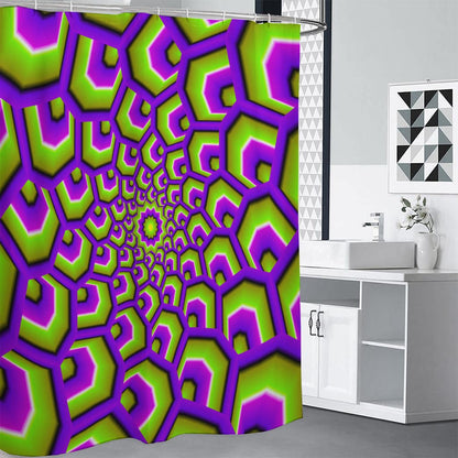 Green Hive Moving Optical Illusion Shower Curtain