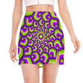 Green Hive Moving Optical Illusion Side Slit Mini Skirt
