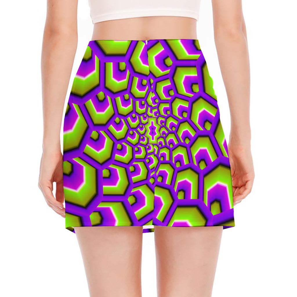Green Hive Moving Optical Illusion Side Slit Mini Skirt