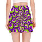 Green Hive Moving Optical Illusion Side Slit Mini Skirt