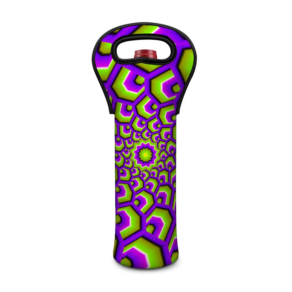 Green Hive Moving Optical Illusion Single Neoprene Wine Tote
