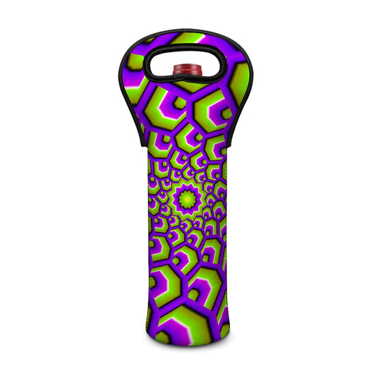 Green Hive Moving Optical Illusion Single Neoprene Wine Tote