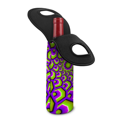 Green Hive Moving Optical Illusion Single Neoprene Wine Tote