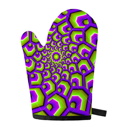 Green Hive Moving Optical Illusion Single Oven Mitt