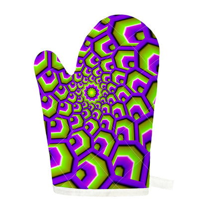 Green Hive Moving Optical Illusion Single Oven Mitt