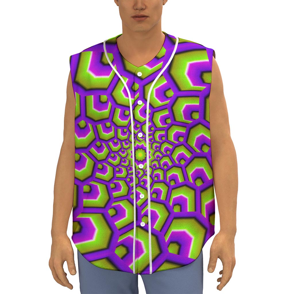 Green Hive Moving Optical Illusion Sleeveless Baseball Jersey