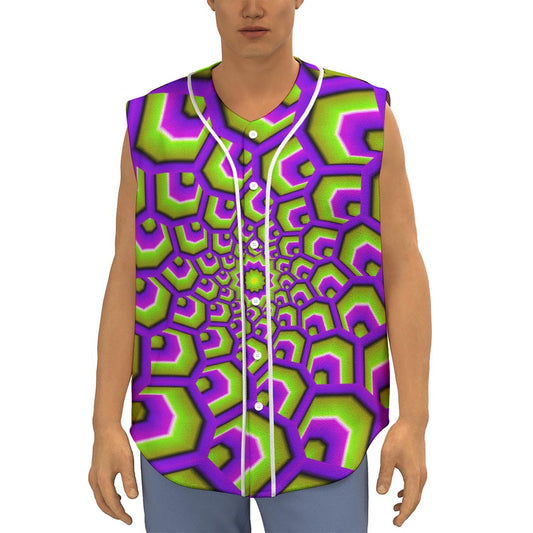 Green Hive Moving Optical Illusion Sleeveless Baseball Jersey