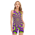 Green Hive Moving Optical Illusion Sleeveless One Piece Swimsuit