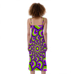 Green Hive Moving Optical Illusion Slim Fit Midi Cami Dress