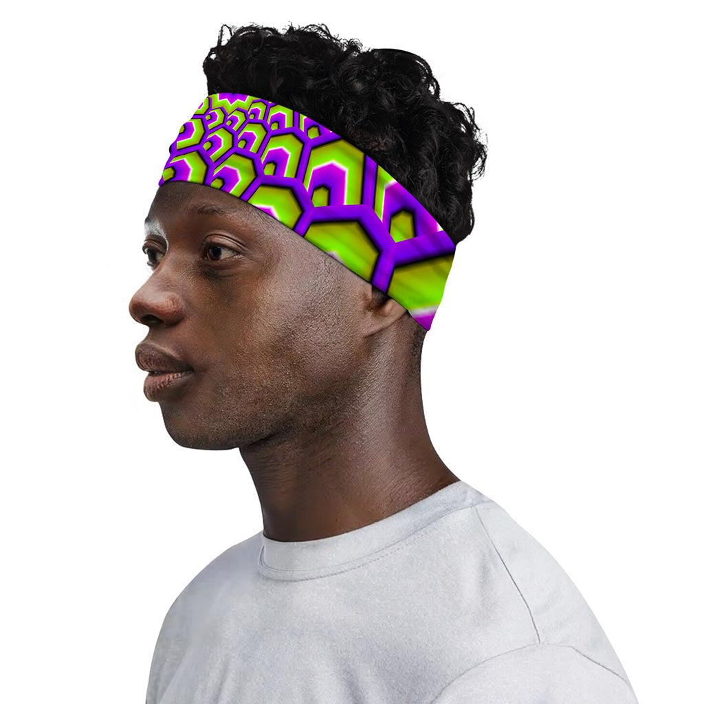 Green Hive Moving Optical Illusion Sports Headband